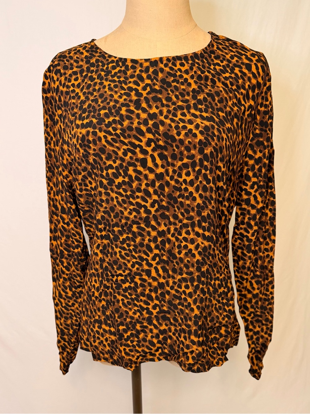 Just Female Leopard Print Long Sleeve Top - Brown/Black